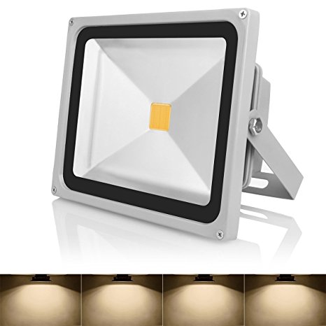 Warmoon Outdoor LED Flood Light,30W Warm White 3200K Waterproof Security Lights with 3-Prong US Plug