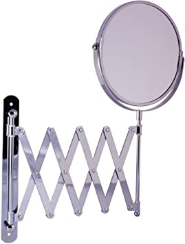 Extending wall round mirror chrome 3 X plus magnification shaving mirror wall mounted 16cm