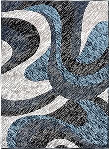 Home Dynamix Catalina Huron Contemporary Abstract Swirl Area Rug, Blue/Grey, 5'3"x7'2"