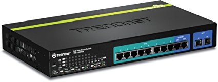 TRENDnet 8-Port Gigabit PoE  and 2-Port Gigabit Ethernet Web Smart Switch with 2 Shared SFP Slots, Rack Mountable, TPE-1020WS