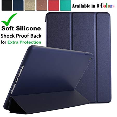 iPad Mini 4th Gen 7.9 Inch Case A1538 A1550 Soft Silicone Back (✔For Extra Shock Protection) TriFold Ultra Slim Smart Cover Auto Sleep / Wake MultiAngle Stand [Mini 4 7.9” ]➤Soft Back- Navy Blue