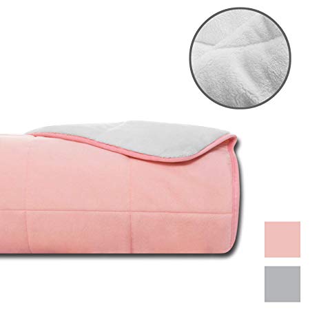 Alansma Weighted Blanket Sherpa for Adult Velvet Warm Luxury Designer Blanket | Enjoy Quality Sleep Anywhere (Sherpa-Pink, 60''x80'' 15lbs)