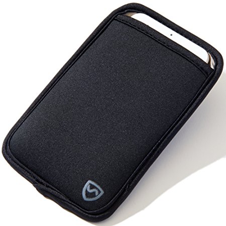 SYB Phone Pouch, Cell Phone EMF Protection Sleeve for Phones up to 8.3cm Wide (Black, Belt Clip)