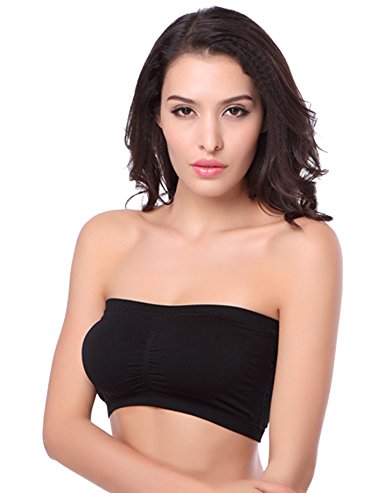 TFB.Love Women's Basic Strapless Seamless Padded Bandeau Solid Color Tube Bra Tops