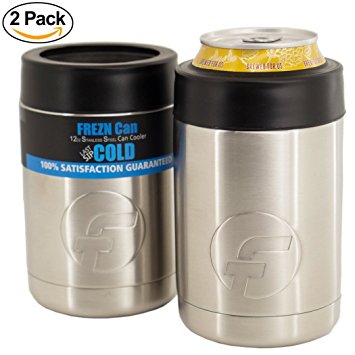 FREZN Can Cooler (2-Pack) 12oz Stainless Steel Double Wall Vacuum Insulated Beer Can Cooler | Last Sip Cold, No Sweat Mess, Guaranteed Satisfaction