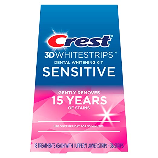 Crest 3D Whitestrips Sensitive At-home Teeth Whitening Kit, 14 Treatments, Gently Removes 15 Years of Stains
