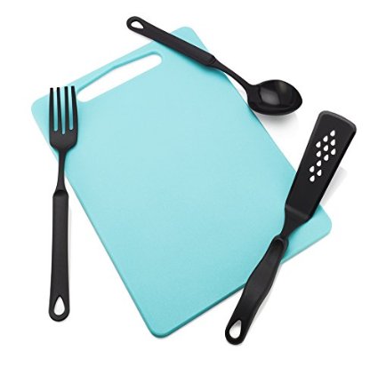 Francois et Mimi Set of Food-Safe Cutting Mat Board with Kitchen Utensils 14x10