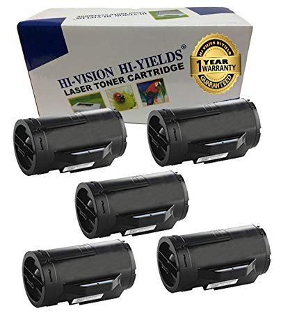 HI-VISION 5 Pack Compatible DELL S2810X High Yield (6,000 Pages, 593-BBMF) Black Toner Cartridge Replacement for H815dw / S2810dn / S2815dn Printers