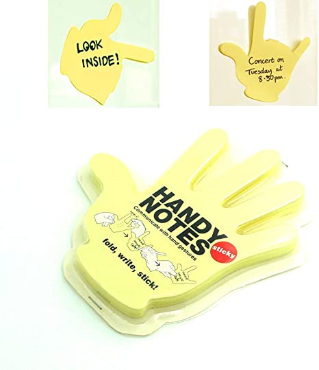KKMO Fold Write  Handy Notes Hand Shaped Sticky Notes Sticker 90 Sheets (Yellow Handy)