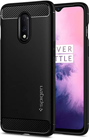 Spigen, Rugged Armor, Case Compatible for OnePlus 7, Original Patent Design Flexible Black TPU Phone Cover for OnePlus 7