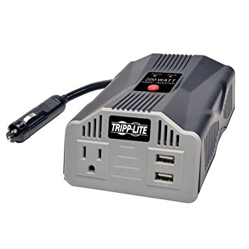 Tripp Lite 200W Car Power Inverter with 1 Outlet & 2 USB Charging Ports, Auto Inverter, Ultra Compact (PV200USB)