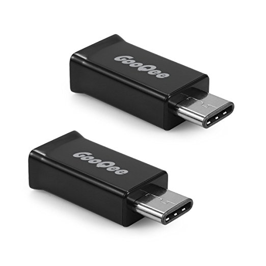 [2 in 1 Pack] GooQee USB 3.1 Type C to Micro USB B Reversible Adapter Convert Connector, Data Syncing and Charging for New Macbook, Pixel C, Nokia N1, Oneplus 2 and more (USB C to Micro USB Black)
