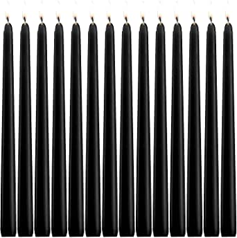 XYUT Elegant Taper Candles 10 Inches Tall Premium Quality Candles Set of 14 (Black)