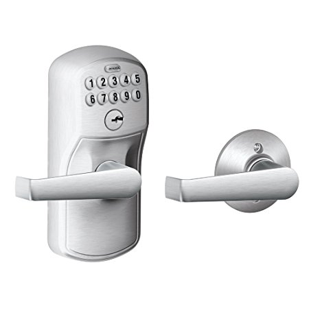 Schlage FE575 PLY 626 ELA Plymouth Keypad Entry with Auto-Lock and Elan Levers, Brushed Chrome