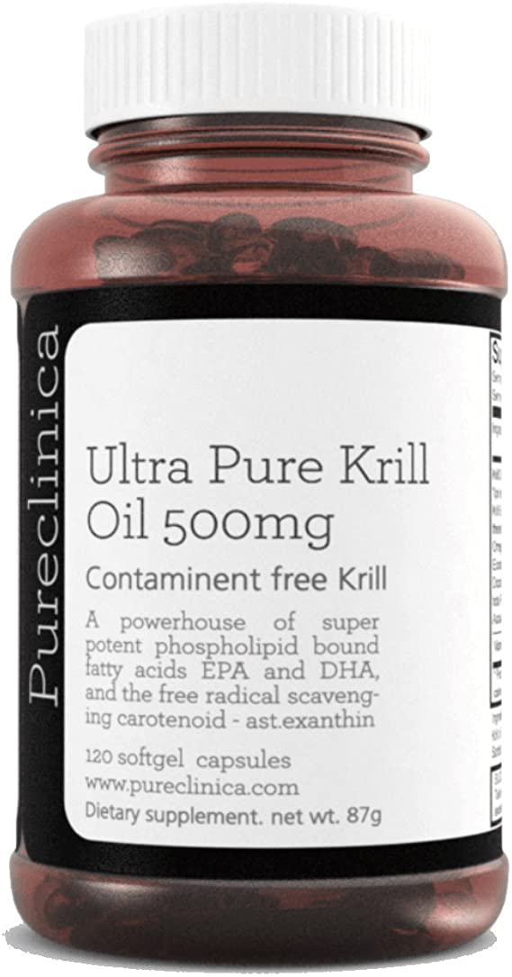 Ultra Pure Aker Krill Oil 500mg x 120 Capsules - sourced in The unpolluted Waters of Antarctic Providing a Rich Supply of Astaxanthin, Omega 3, and Vitamin D. SKU: KRI500