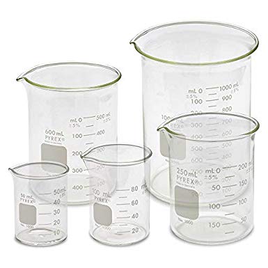 Corning PYREX #1000-Series Glass Beaker Sets, Low Form Griffin, Double Scale (Variations Available)