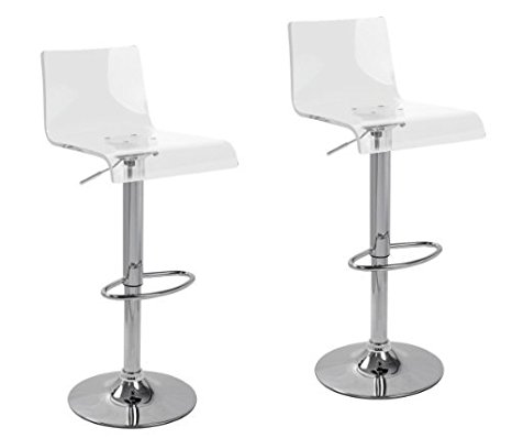 2 x Acrylic Hydraulic Lift Adjustable Counter Bar Stool Dining Chair Clear -Pack of 2 (2012)