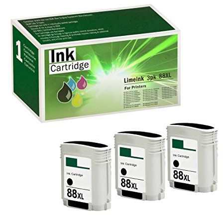 Limeink 3 Black Remanufactured 88XL Ink OfficeJet Pro K550 K8600 L7680 K550 L7000 L7681 K550 L7480 L7700 L7500 L7710 K5400 L7550 L7750 K5400 L7580 L7780 K5400 L7590 K550 K5456 L7600 K8600 L7650
