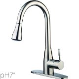 pH7 F04 1-hole or 3-holes Plastic Pull-down Kitchen Sink Faucet with Deck Plate 1- handle Kitchen Faucet Excellent Finish Nylon Hose and Docking System Brushed Nickel