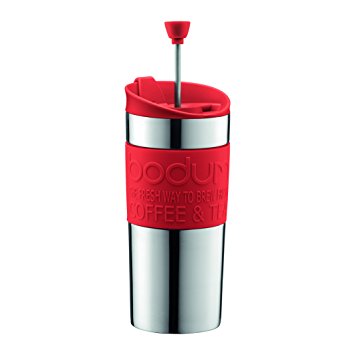 Bodum TRAVEL PRESS Coffee Maker (French Press System, Double-Walled, 0.35 L/12 oz) - Red