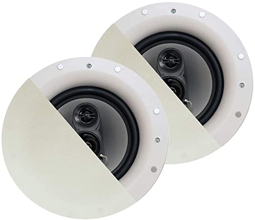 Acoustic Audio by Goldwood CSic84 Frameless in Ceiling 8" Speaker Pair 3 Way Home Theater Speakers, White