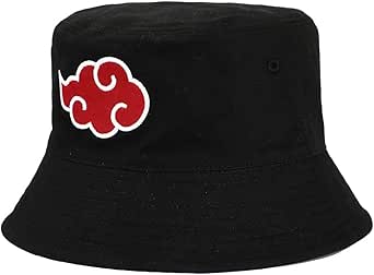 Naruto Anime Reversible Akatsuki & Hidden Leaf Village Symbol Unisex Black Bucket Hat