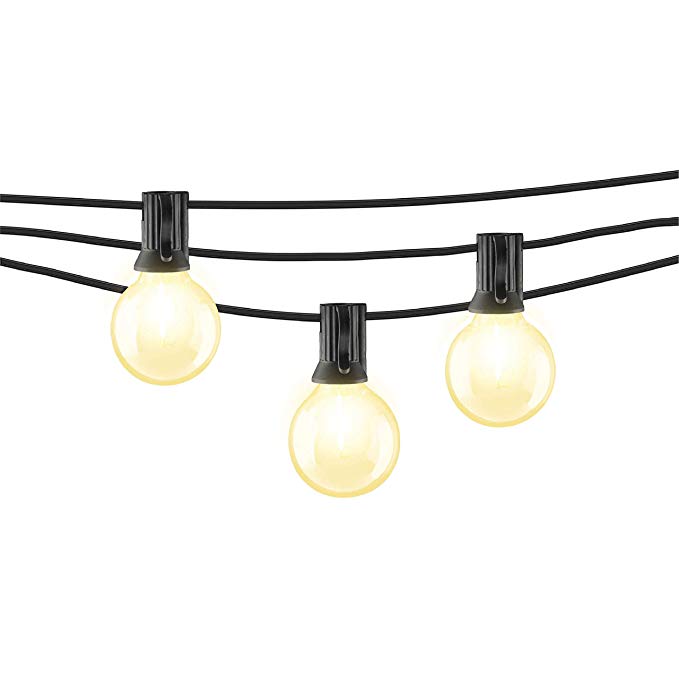 Mr Beams 1W G40 Globe Bulb LED Weatherproof Indoor/Outdoor String Lights, 25 feet, Black