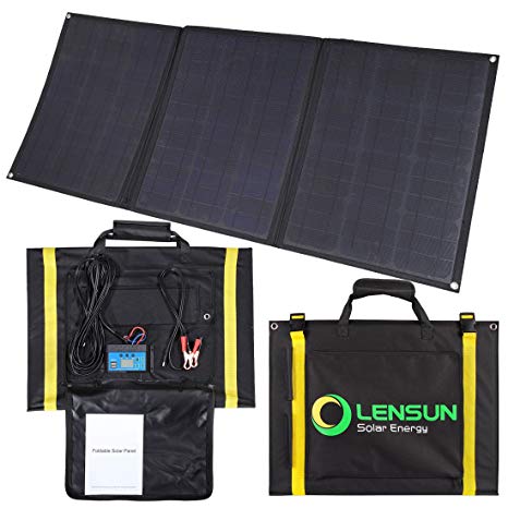 Lensun 100W Foldable Solar Panel Kit, 12V Ultralight Folding Solar Charger with USB Port Solar Controller and Cables for 12V Battery, Computer and Mobile Phone