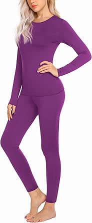 Ekouaer Thermal Underwear for Women Long Johns Sets Base Layer Lightweight 2 Pieces Pajams Set