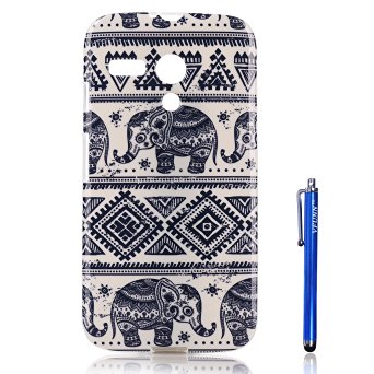 MOTO G Case,Vfunn Premium TPU Gel Scratch Resistant Funny Cartoon Case Cover for MOTO G (1st Gen) (New Version Outlook) with 1 Screen Protector 1 Clean Cloth Cleaner 1 Blue Stylus Pen (MOTO G) (Elephant)