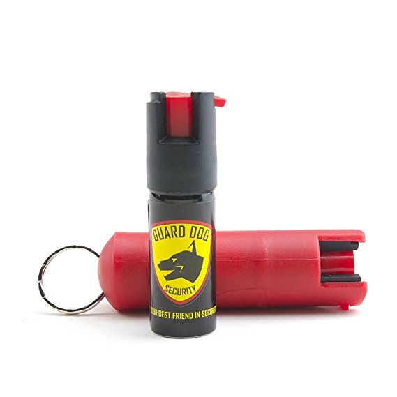 Guard Dog Security Hard Case Pepper Spray Keychain w/ Belt Clip, Red Hot Self Defense Spray with UV Dye