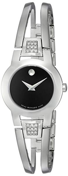 Movado Women's 604982 Amorosa Diamond-Accented Stainless Steel Bangle Watch