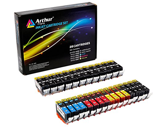 28 Pack Arthur Imaging Compatible Ink Cartridge Replacement for Canon PGI-225XL CLI-226XL (12 Large Black, 4 Small Black, 4 Cyan, 4 Yellow, 4 Magenta, 28-Pack)