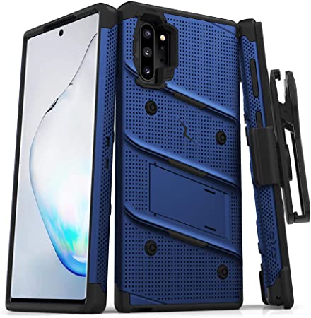 ZIZO Bolt Series for Samsung Galaxy Note 10 Plus Case | Heavy-Duty Military-Grade Drop Protection w/Kickstand Included Belt Clip Holster Lanyard (Blue/Black)