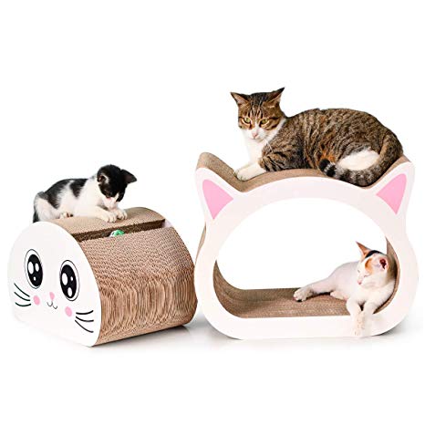 Happypapa Cat Scratcher Lounge Corrugated 3 in 1 Cat Scratcher Cardboard Protector for Furniture Couch Floor Eco-Friendly Toy - Keep Cats Fun Healthy Come with Catnip