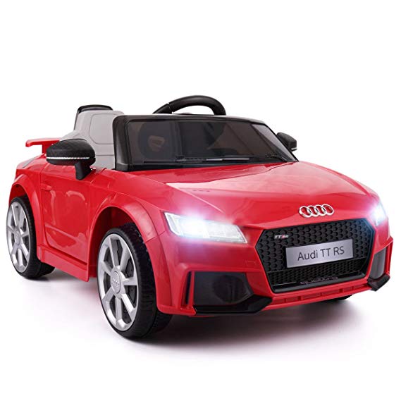 JAXPETY Audi TT 12V Electric Kids Ride On Car Licensed MP3 LED Lights RC Remote Control for Children (Red)