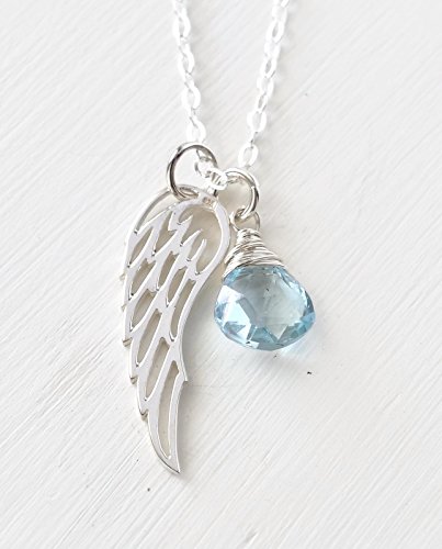 Gift Necklace for Loss of a Baby Miscarriage with December Birthstone Sky Blue Topaz - 18 Inch