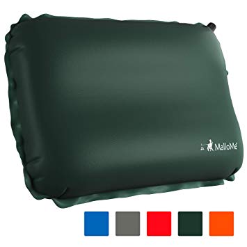 MalloMe Inflatable Camping Travel Pillow - Backpacking Camp Pillows for Sleeping Bag Pad - Small Mini Air Size Ultralight Inflating Compressible Compact Portable Gear Accessories Hiking