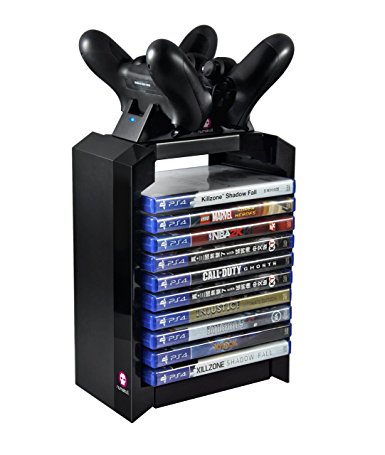 Numskull - Tower & Dual Charger for Dualshock 4 Controller / Gamepad / Joystick - Stores 10 Games - PlayStation 4