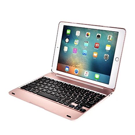 niceEshop(TM) IPad Pro 9.7 Air 2 Keyboard Case ABS Stand Smart Cover with Bluetooth Keyboard Folios Case Cover for IPad Pro 9.7 Air 2, Rose Gold