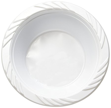 White 12 oz. Plastic Bowls - 100 Count(styles may vary)