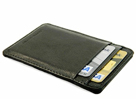 Genuine Leather Slim Credit Card Holder Minimalist Wallet ID