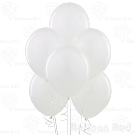 12 Inch Pearlized Latex Balloons (Premium Helium Quality), Pack of 100, Pearl White