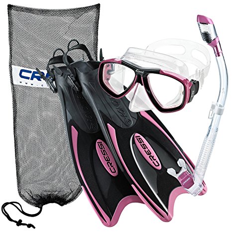 Cressi Palau Long Fins, Focus Mask, Dry Snorkel, Snorkeling Gear Package …