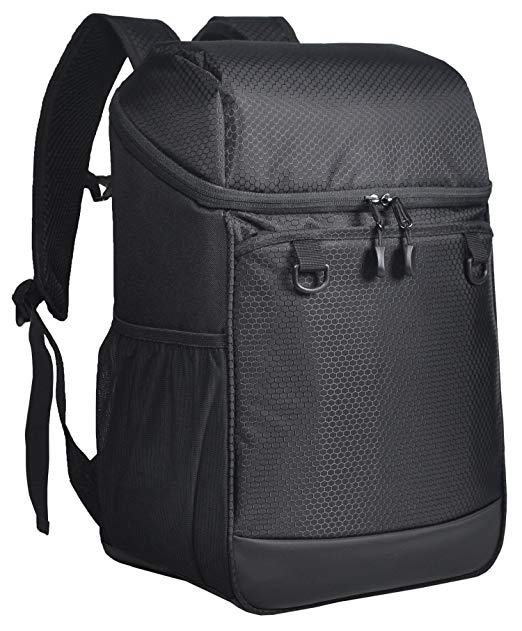 MIER 24 Can Insulated Backpack Cooler Large Soft Lunch Backpack for Picnic, Hiking, Travel, Beach, Park or Day Trips, Leakproof, Black