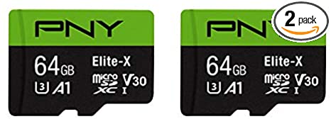 PNY 64GB Elite-X Class 10 U3 V30 microSDXC Flash Memory Card 2-Pack