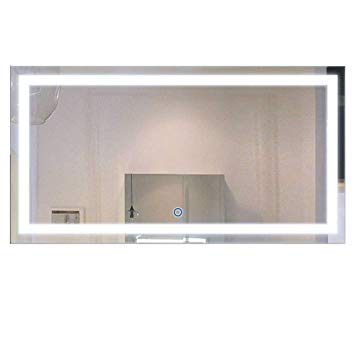 DECORAPORT 48 Inch 24 Inch Horizontal LED Wall Mounted Lighted Vanity Bathroom Silvered Mirror with Touch Button (A-CK010-E)