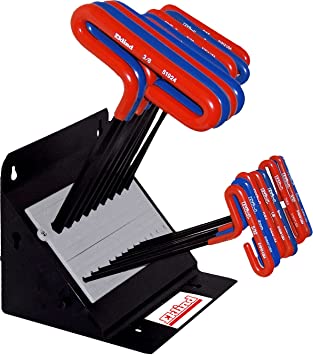 Cush Grip Hex T-Key Set-10pc Inch,8pc MM,9 inch arm,Stand