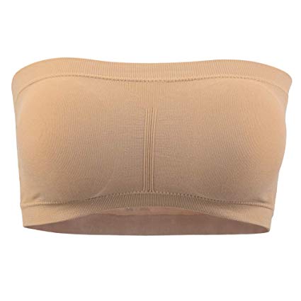 ilishop Women's Padded Bandeau Bra, Strapless Removable Pads Tube Tops 1-4 Pack