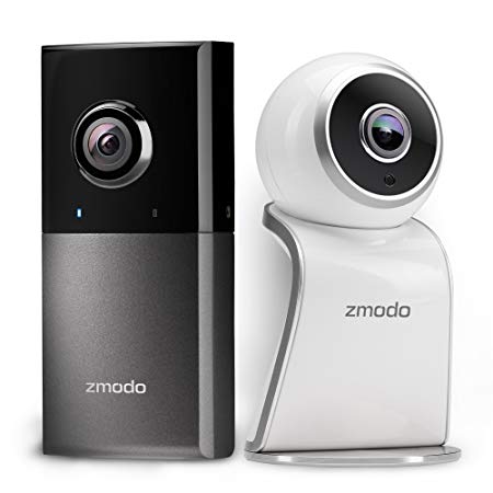 Zmodo Sight 180 Indoor and Sight 180 Outdoor Full HD 1080P Wireless Camera Kit for Your Home Security, w/ 180 Degree View Angle, Works with Alexa, Dual Band WiFi Connection - Cloud Storage Available